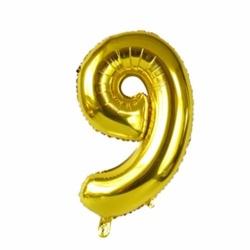 балон от фолио, цифра 6(златна и сребърна) (43 см. надут, качествен)