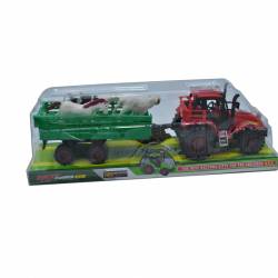 ДЕТСКА играчка, трактор с натоварено ремарке от пластмаса в P.V.C. опаковка  28х9х11 см. 