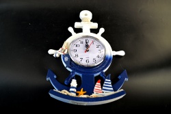 сувенир, часовник, морски дизайн, рул с котва и платноходки GREECE 34х22 см.