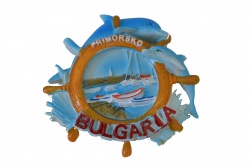 сувенир, магнит от полеризин, плочка, знаме Primorsko, Bulgaria 7х7 см. (12 бр. в кутия)