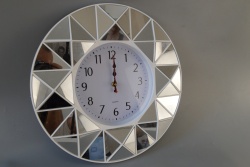 СТЕНЕН часовник, огледален, пречупващ, сиво бял 39х39 см. 1903Н 