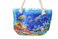 плажна чанта с плетени дръжки, преливащ цвят 53х37х19 см.