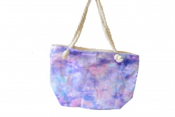 ПЛАЖНА чанта, плетени дръжки, прелващи лилаво/розови цветове 50х36х14 см. 