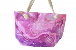 ПЛАЖНА чанта, плетени дръжки, преливащ лилав цвят 50х36х14 см. 