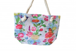 ПЛАЖНА чанта, плетени дръжки, различни цветя 50х36х14 см. 