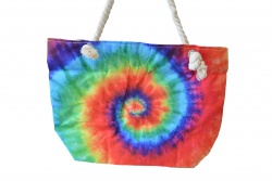 ПЛАЖНА чанта, плетени дръжки, ярък, преливащ цвят 50х36х14 см. 