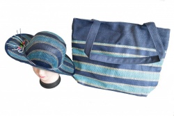 плажна чанта с плетени дръжки, преливащ цвят 53х37х19 см.