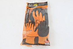 РАБОТНИ ръкавици 50 гр. оранжево/черни 50 гр. СЕ всеки чифт с инструкция 10р-р (12 бр. в стек)