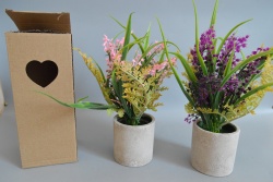 изкуствено цвете в пластмасова кашпа, букет 7,5х7,5х20 см. (12 бр. в стек)(144 бр. в кашон)