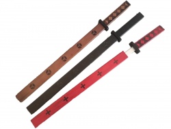 дървен меч, черен, самурайски в ножница 53 см. (100 бр. в кашон)