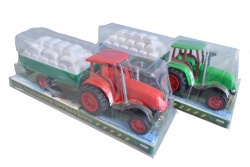 ДЕТСКА играчка, трактор с натоварено ремарке от пластмаса в P.V.C. опаковка  28х9х11 см. 