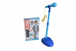 ДЕТСКА играчка от пластмаса, микрофон, двоен със статив 40 см. 