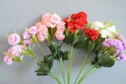 ИЗКУСТВЕНО цвете, букет димитровче, разцъфнало 5 разклонения 10 цвята със зеленина и тичинки 35 см. (2 бр. в стек)