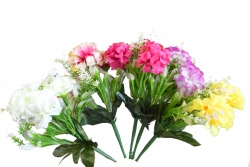 ИЗКУСТВЕНО цвете, букет божур със зеленина 22 см. MXH043 (12 бр. в стек, микс)