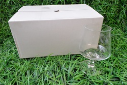 изделие от стъкло, чаши 6 бр. казабланка за сок и др. 7х14 см. кафяво стъкло, цветна кутия (12 комплекта в кашон)