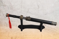 сувенир, метален меч 70 см. дървена кания и дървена поставка, сувенирен, азиатски
