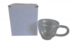 ИЗДЕЛИЕ от стъкло, чаша, двустенна 90 ml. 6,8х6,2 см. дръжка в кутия ZY-90TXB 