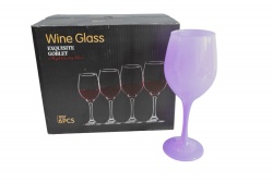 изделие от стъкло, чаша за вино със столче, лилава едноцветна, качествена (6 бр. в цветна кутия)