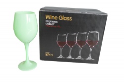 изделие от стъкло, чаша за вино със столче, зелена едноцветна, качествена (6 бр. в цветна кутия)