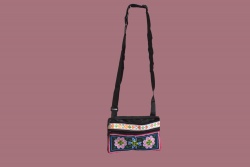 сувенир чанта за врат от текстил 2 ципа 33х24х21 см. ръчно изработена от естествени материали