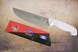 домакински, кухненски нож с пластмасова, бяла дръжка, дъга TRAMONTINA 33 см.