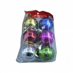 КОЛЕДНИ играчки, топки за елха 5 см. х 6 бр. в плик, 6 цвята 14х8см.B-5621
