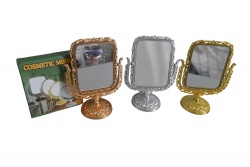 козметичен аксесоар, огледало, настолно с правоъгълна, златисто, сребристо и бронзово 23х15 см.