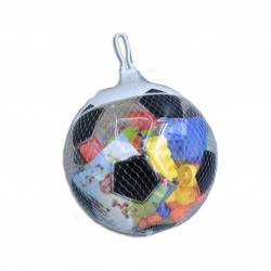 ДЕТСКА играчка от пластмаса, конструктор, едри елементи в топка 17 см.