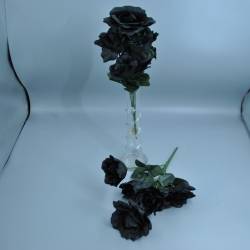 ИЗКУСТВЕНО цвете, черна роза 12 цвята с брокат 