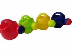 детска играчка от пластмаса, кофичка, цветна със сито и 2 аксесоара лопатка и гребло 4 модела 29х19 см. ТР