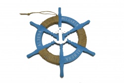 дървен сувенир, котва 17х22 см. с корабче с надпис на платното Bulgaria оплетено въже и табелка Albena (6 бр. в кутия)(48 бр. в кашон)
