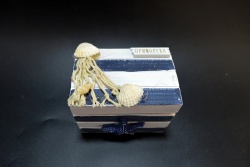 морски сувенир от дърво, сандъче 9,5х6,5х7 см. Приморско (9 бр. в кутия) МА2516