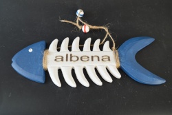 дървен сувенир, котва 17х22 см. с корабче с надпис на платното Bulgaria оплетено въже и табелка Albena (6 бр. в кутия)(48 бр. в кашон)