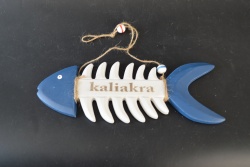 дървен сувенир, висяща рибка, надписана двустранно 9х4х1 см. BULGARIA/ KALIAKRA (3 разцветки)