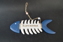 сувенир MDF морски дизайн, риба, цветна с надпис Kavarna 27,5х9 см.(6 бр. в кутия)