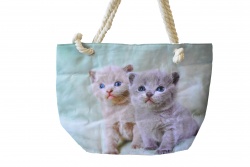 ПЛАЖНА чанта, плетени дръжки, две котета 50х36х14 см. 