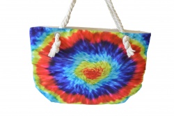 ПЛАЖНА чанта, плетени дръжки, ярък, преливащ цвят, кръг 50х36х14 см. 