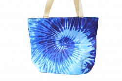 ПЛАЖНА чанта, плетени дръжки, преливащ синьо/лилав цвят 50х36х14 см. 