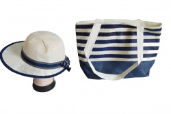 ПЛАЖНА чанта, плетени дръжки, прелващ лилаво/ син- златист цвят 50х36х14 см. 