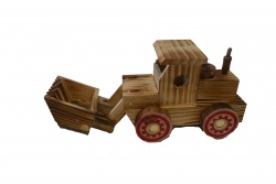 дървен камион с кран 21х12 см.