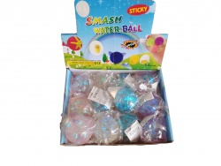 детска играчка, меко топче E.V.A. 6,3 см. с ластик, футболни, цветни топки (12 бр. в стек)