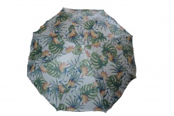 1.ПЛАЖЕН чадър 85 см. 6 модела, палми P.V.C. пакет UV. тръба 19/22 с чупещо рамо (12 бр. в кашон)