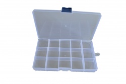 ДОМАШНА потреба, кутия за хапчета или дребни изделия 15 прегради 17х9,5х2 см. пластмаса