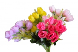 ИЗКУСТВЕНО цвете, букет роза 5 разклонения 10 цвята 35 см. (2 бр. в стек)