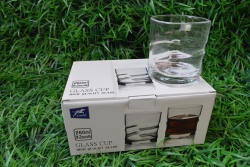 изделие от стъкло, чаши 6 бр. за сок и др. 6х14 см. кафяво стъкло, цветна кутия 91 (12 комплекта в кашон)