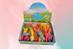 ДЕТСКА играчка, гущер- кост, силиконова, цветна дъга 21 см. (50 бр. в кутия)