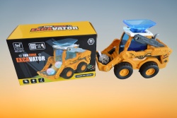 детска играчка от пластмаса, музикална, движеща се, светеща, трактор, който си подхърля светеща топка в кутия 9812