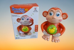 детска играчка от пластмаса, музикална, светеща, движеща се маймунка, издаваща смешни звуци, движи ръце 14х20х10 см. 3030