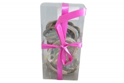 морски естествен сувенир, миди, цветни в подаръчна кутия abalone shell 105 гр. 16х8х6 см. (R3)